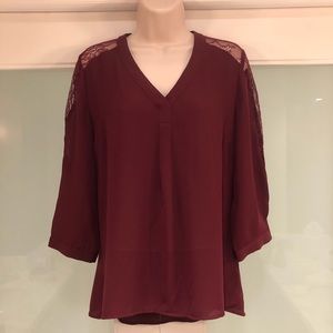 41 Hawthorn burgundy lace detail blouse